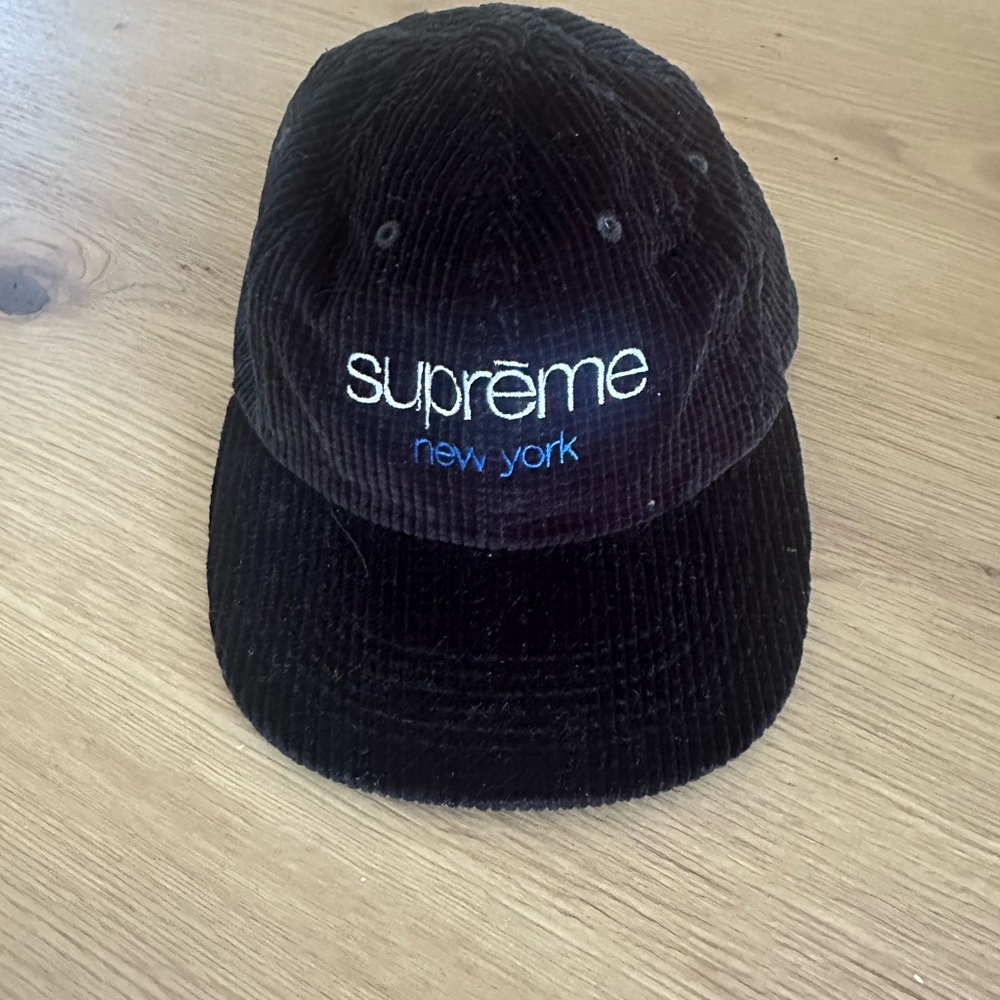 Supreme Black corduroy Cap with USA Tag